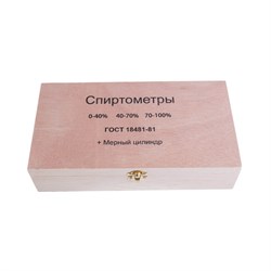 Набор ареометров с мерным пластиковым цилиндром в деревянном футляре 2969